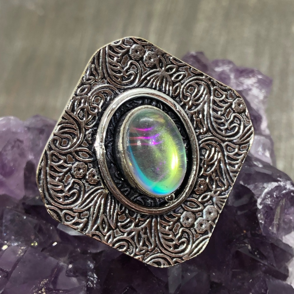 Light angel aura clear mystic topaz crystal ring